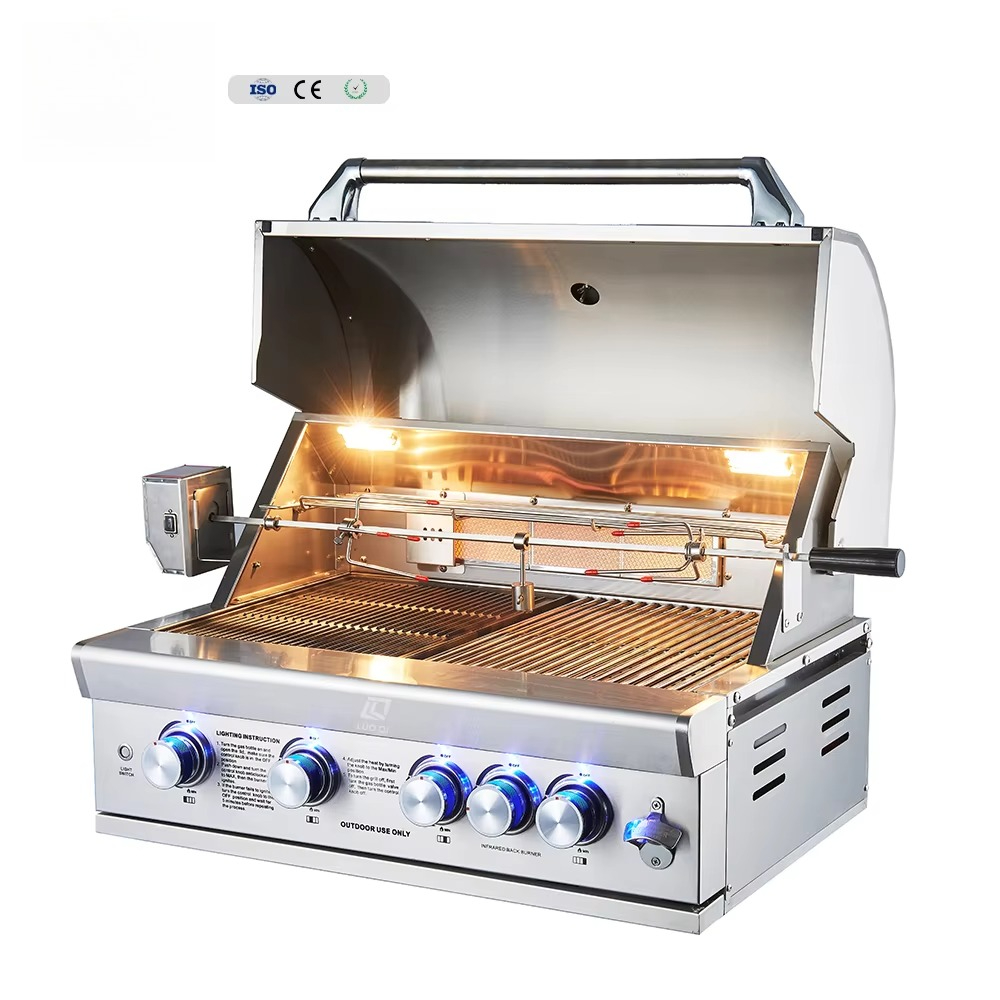 Commercial Kitchen Burner - 5 Brülörlü Paslanmaz Çelik Gazlı Barbekü